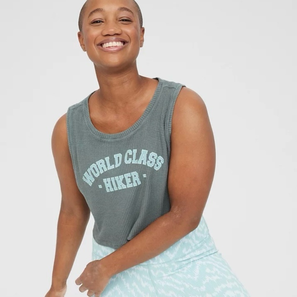 Aerie OFFLINE Waffle Knit Cropped Tank XS World Class Hiker‎